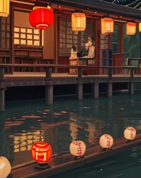 月影下的孤舟